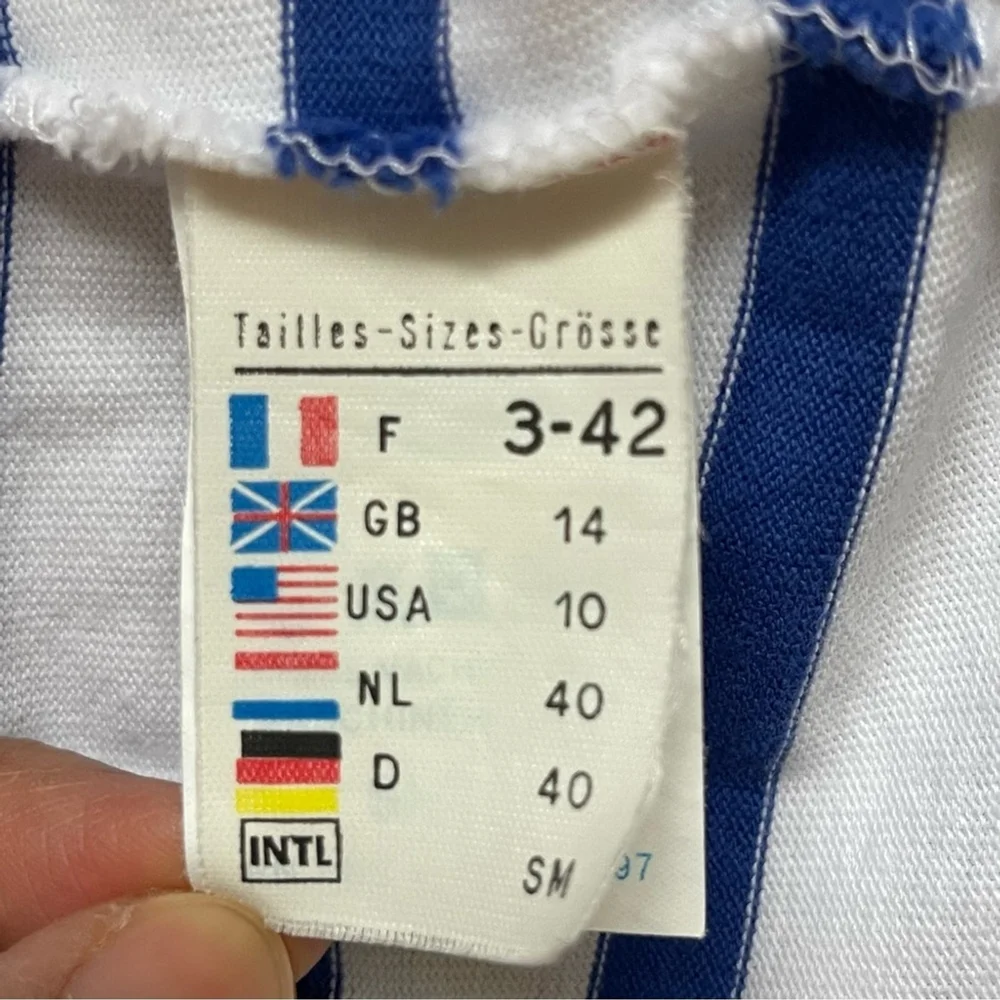 Saint James White Blue Stripes Shirt Dress US 10 - Picture 6 of 7